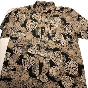 Men's Hawaiian Short Sleeve Black Size L Button Up Floral Junction West B91